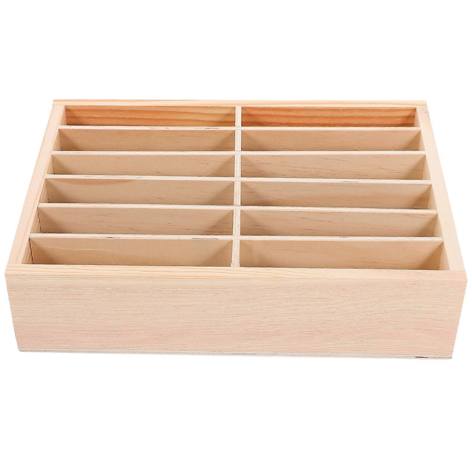 Wooden Multi-Grid Phone Storage Box for Desktop Use 4Pcs Organizer
