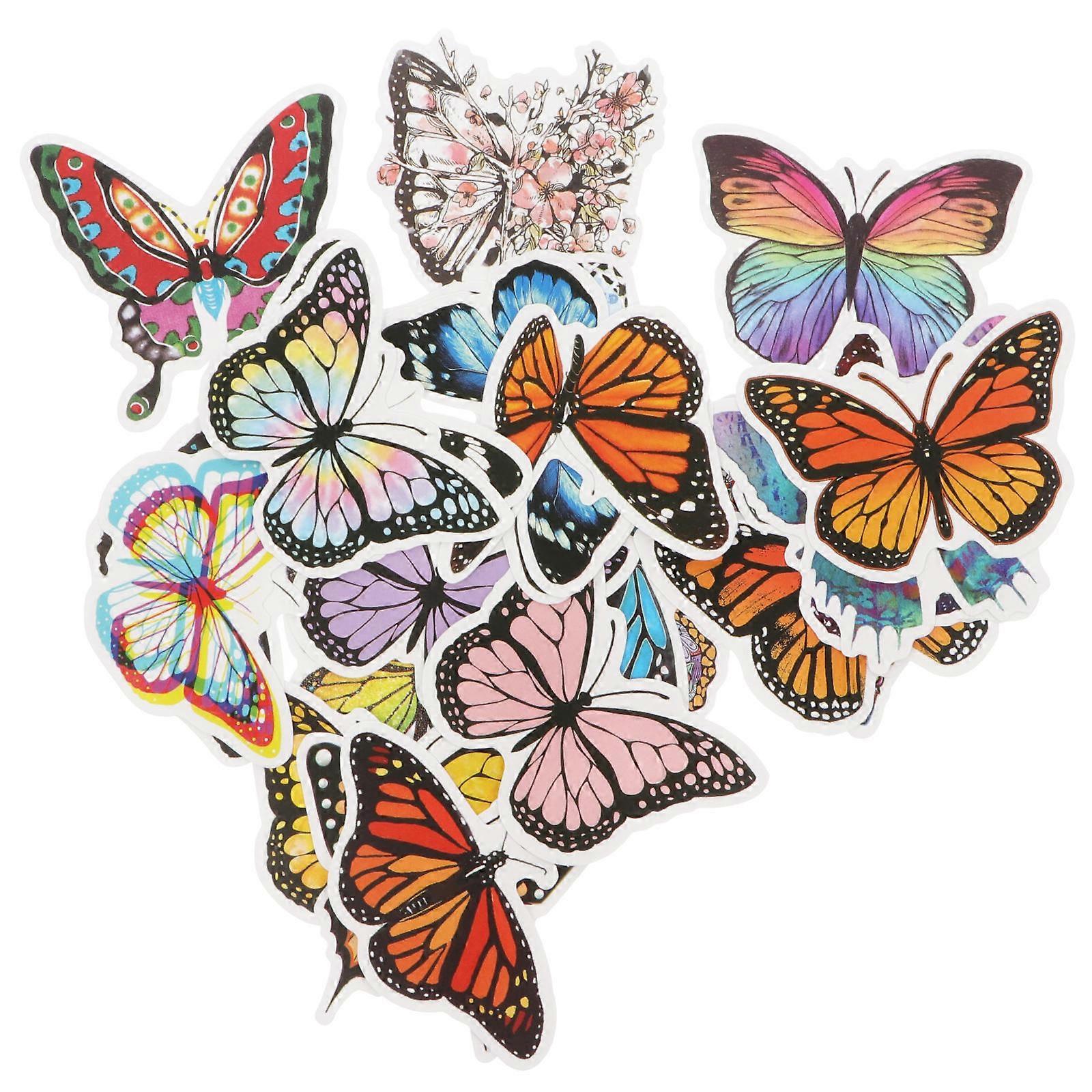 Butterflies Sticker Decoration Set 50Pcs Made of Assorted Color PVC Material