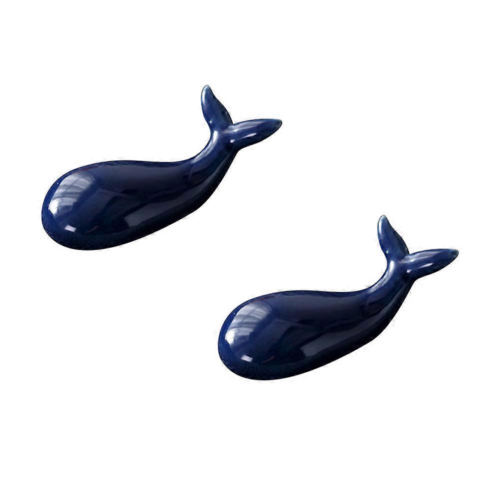 Navy Blue Ceramic Chopstick Holder Whale Shape for Holding 4Pcs Kitchenware