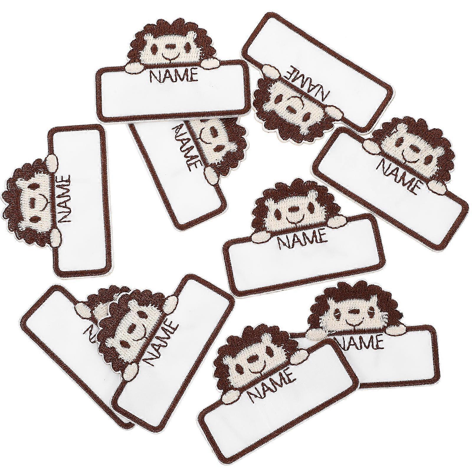 DIY Iron on Name Labels for Clothing Sewing 40Pcs Brown Polyester Tags