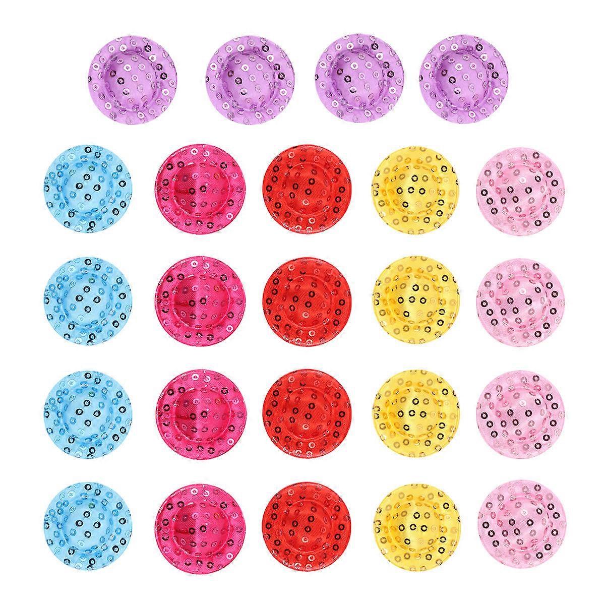 Mini Cap Doll Hat for DIY Decoration 72Pcs Shiny Sequin Wide Brimmed Visor