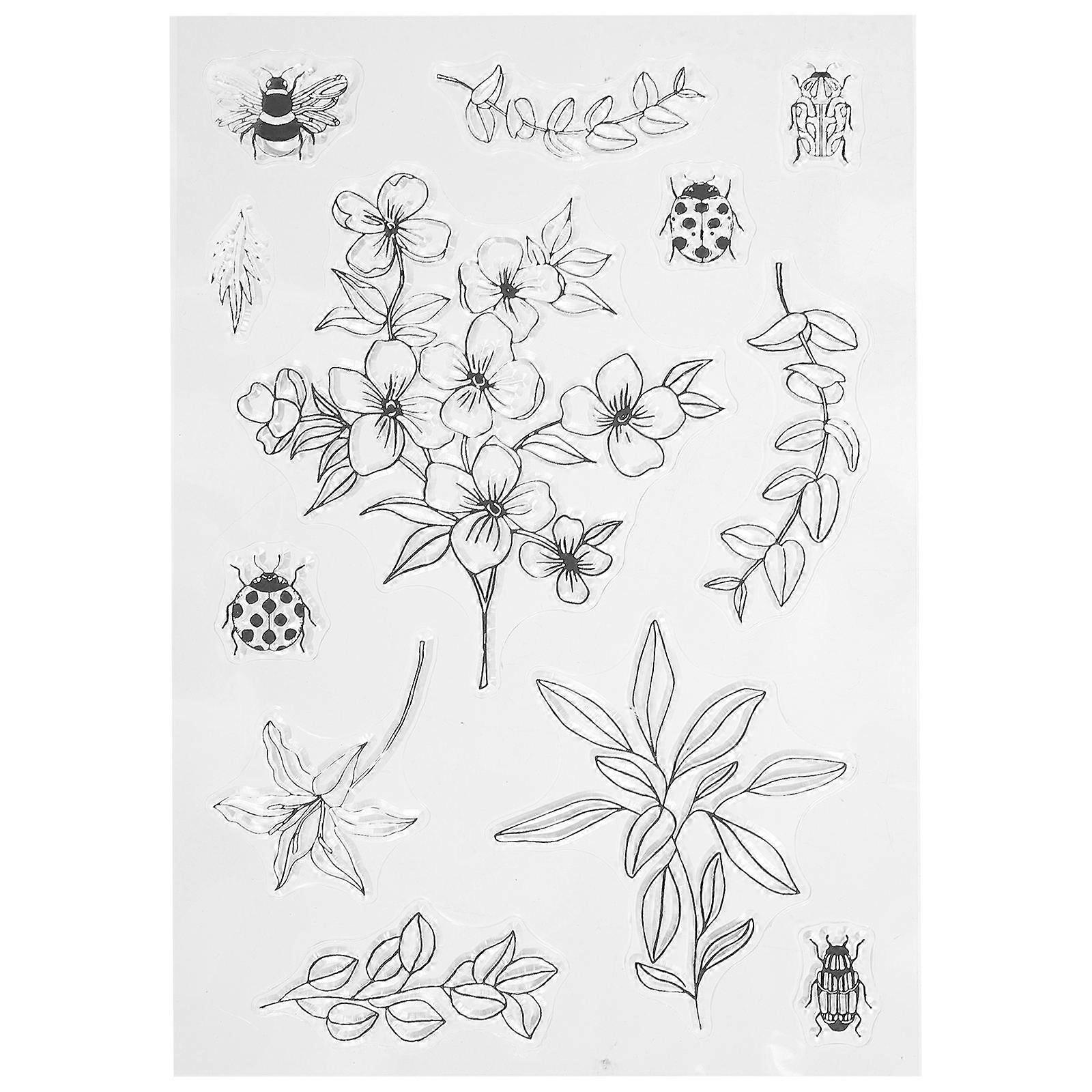 Clear Silicone Stamp Flower Design Stamp for Scrapbooking Use 2Pcs