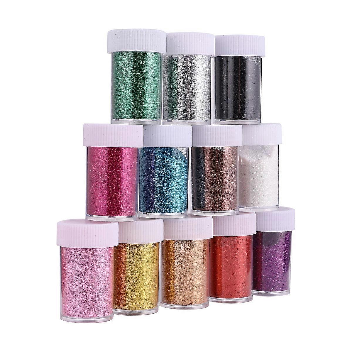 Nail Art Glitter Sequins for Manicure 12Pcs Assorted Color Powders