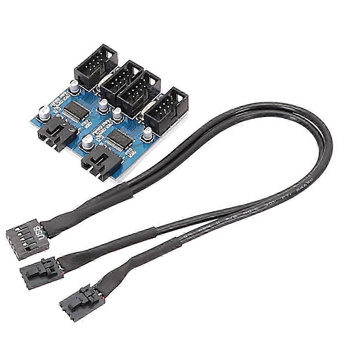 Motherboard 9Pin USB2.0 Extension Cable, 9PIN to Dual 9PIN with Chip for Multi-Interface Sharing