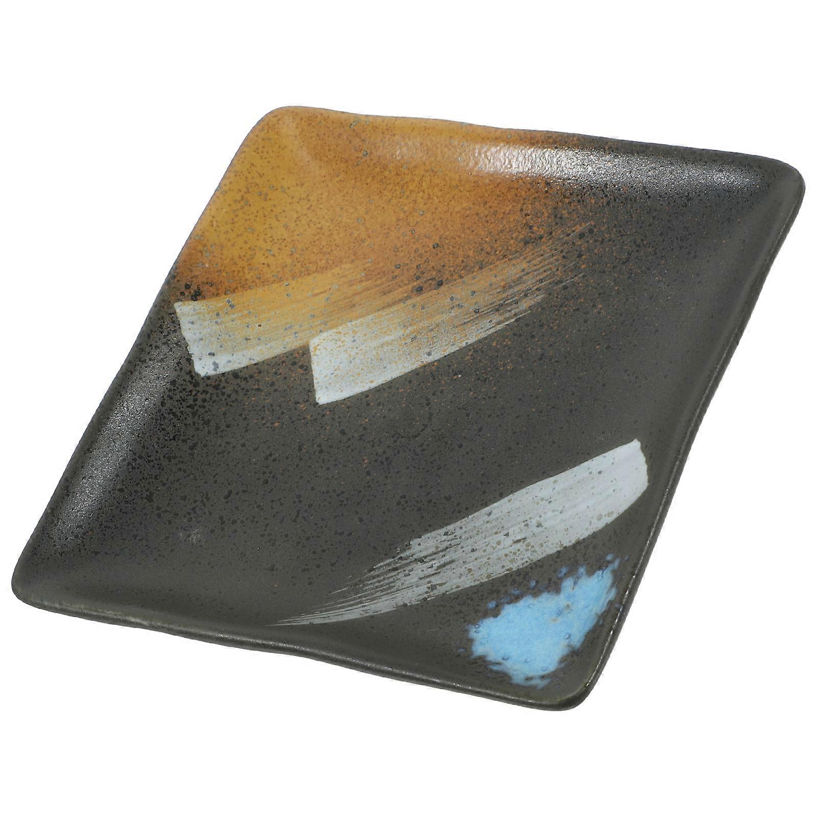 Ceramic Dinner Plates Tableware for Sushi 2Pcs Japanese Style Black Plate