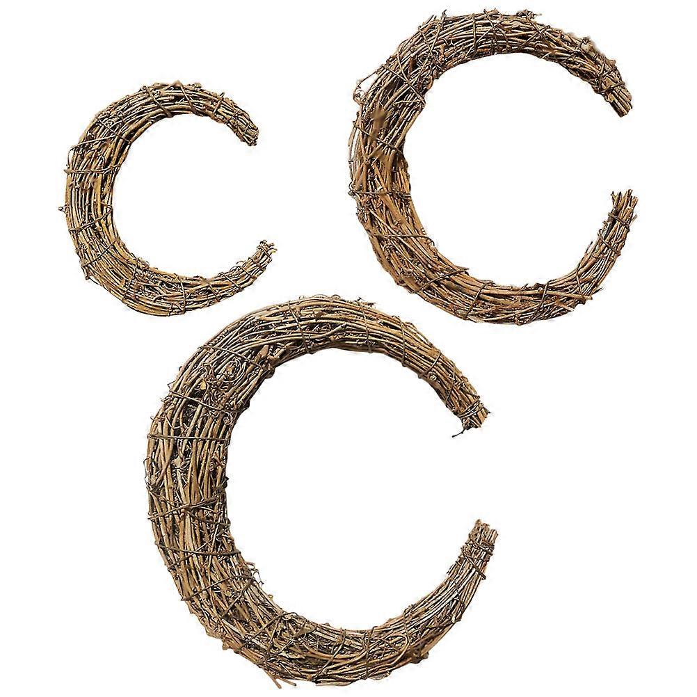 Moon Rattan for Decor 12Pcs DIY Handmade Christmas Wreath Circles