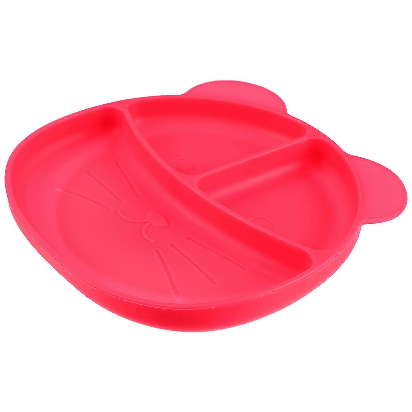 Silicone Tableware Practical Toddler Plate for Feeding 2Pcs Red