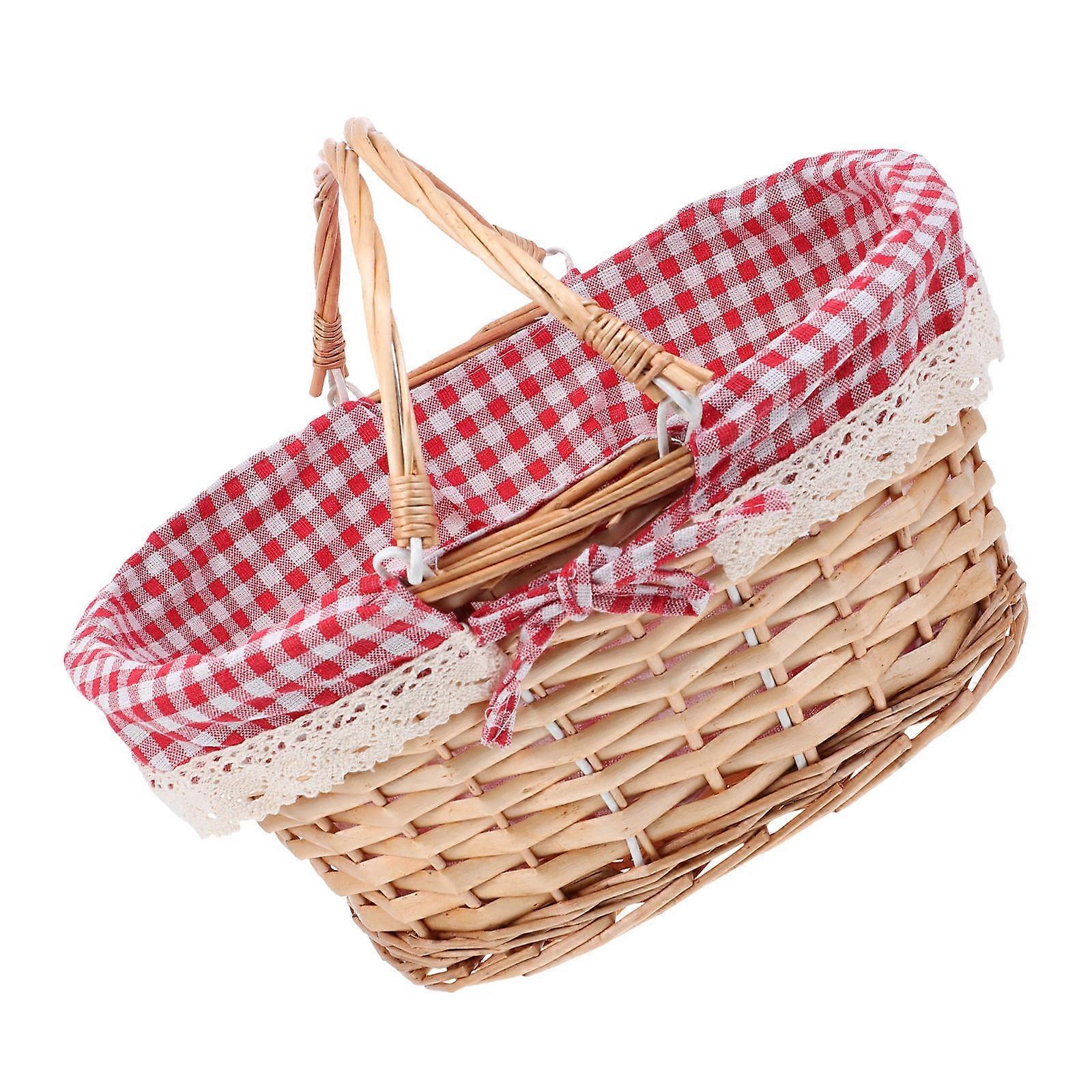 Handheld Woven Picnic Basket for Decorative Outdoor Picking