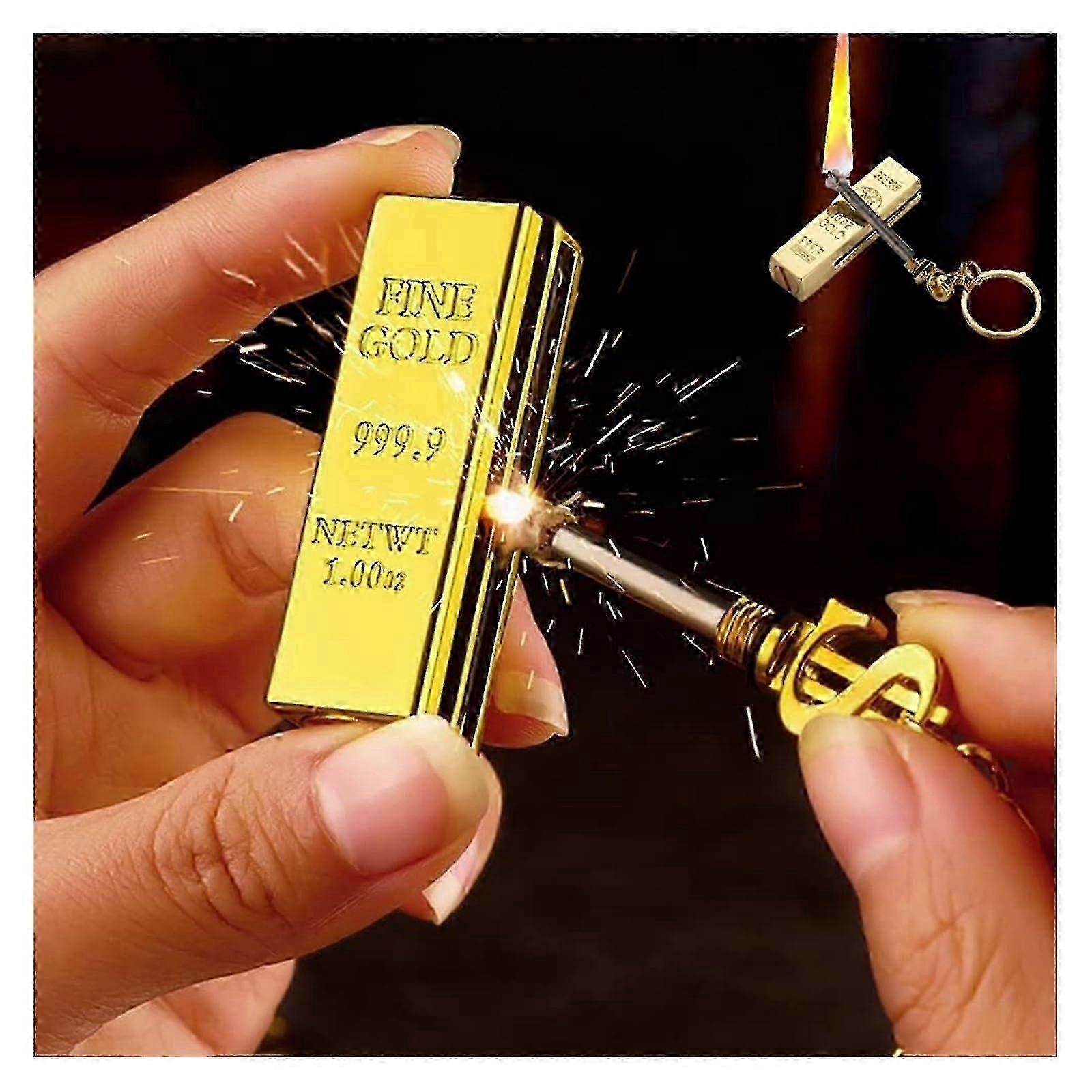 Permanent Gold Bar Lighter, Creative Refillable Metal Emergency Matchstick