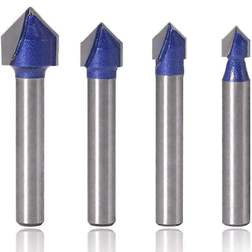 2025 Latest Model  4Pcs 1/4" Shank Industrial Grade 90 Degree V Groove Router Bits for CNC Engraving