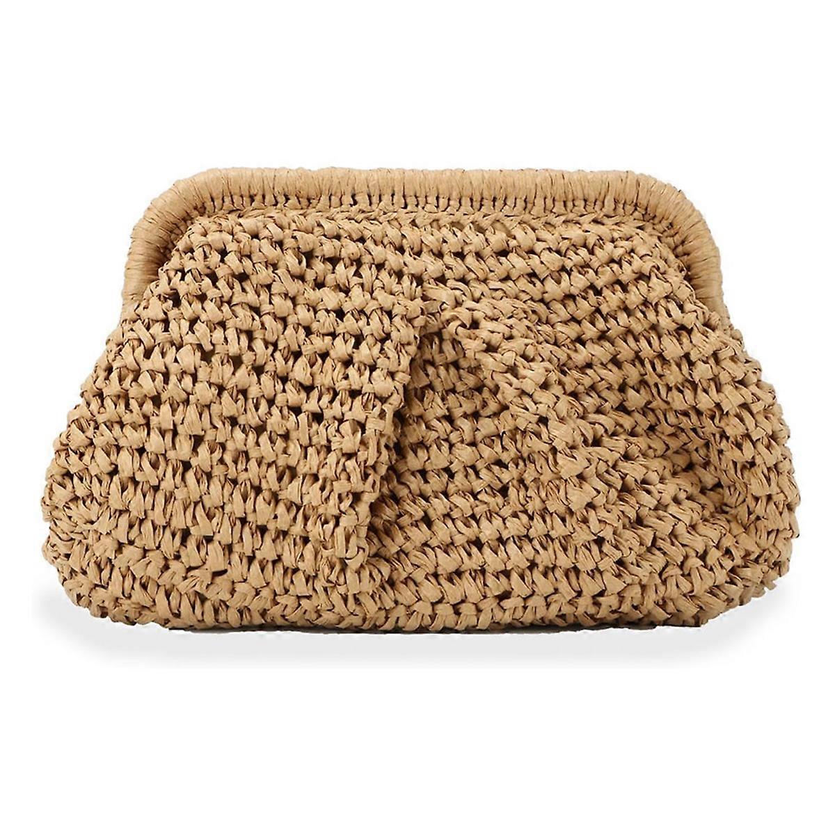 Halmväska för kvinnor Cloud Dumpling Pouch Halm Crossbody Axel Handväska Sommar Strand Vävd Väska