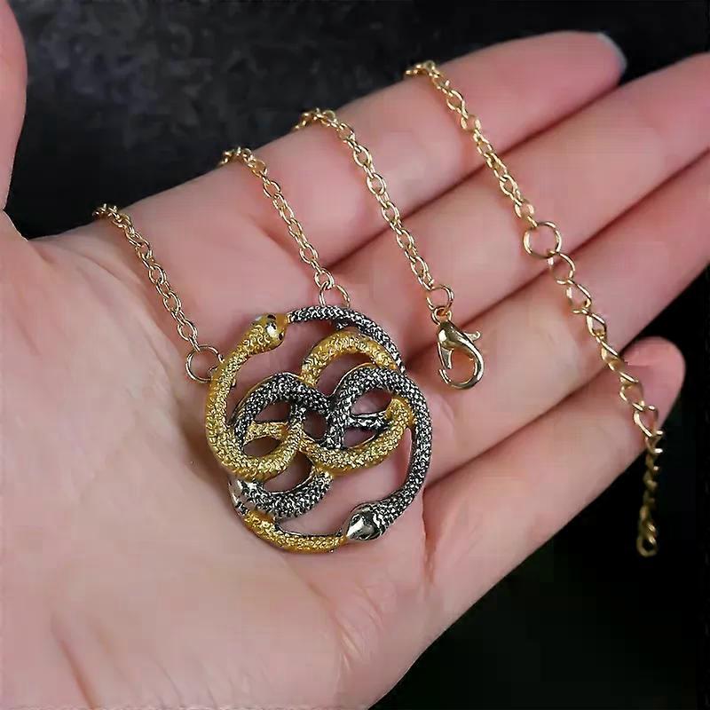Collana con ciondolo a forma di serpente Ouroboros Auryn retrò, con catena e collane con ciondolo, per donne e uomini, punk, gioielli di moda per feste, regalo