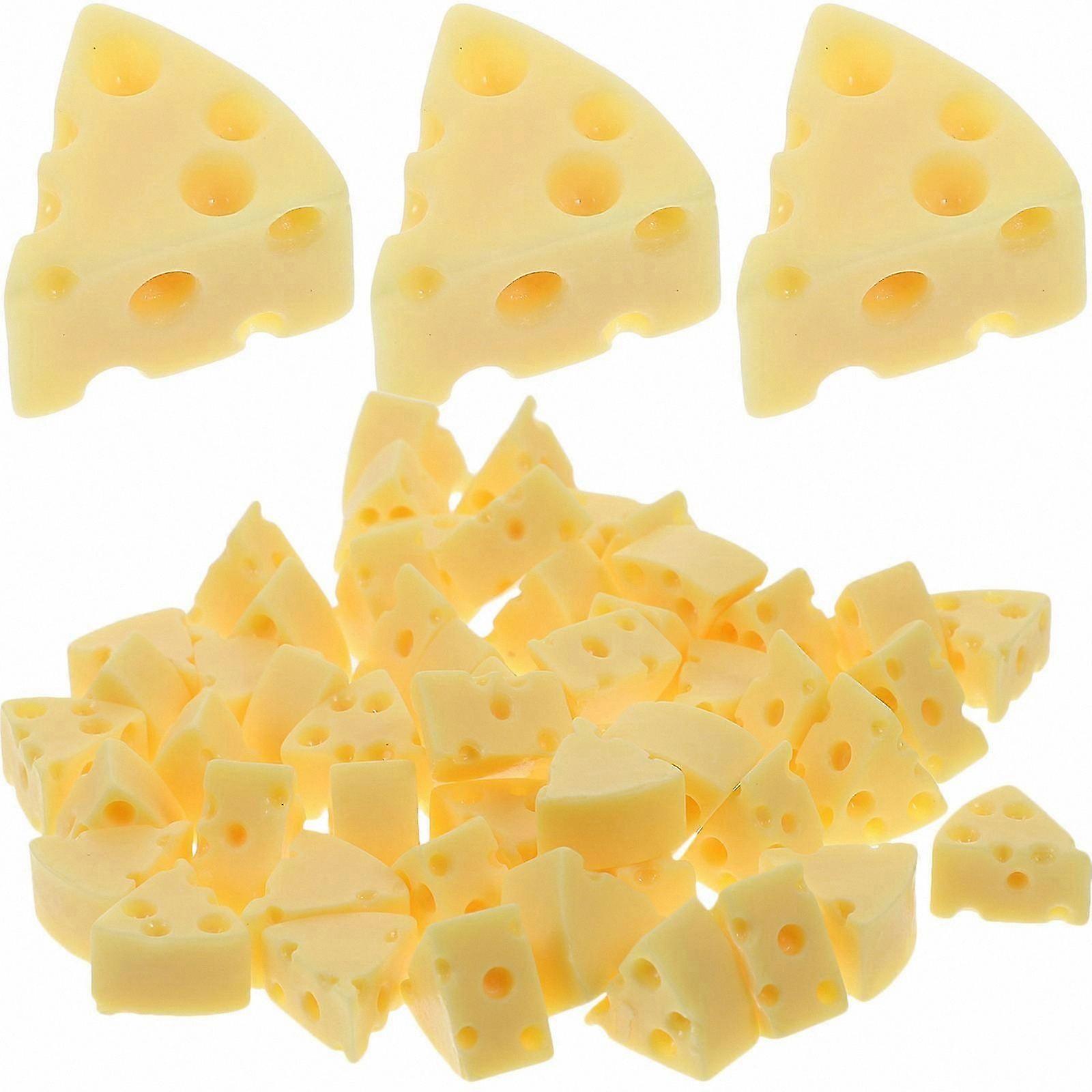 Realistic Mini Cheese Replica Set for Kitchen Decor, Classical Design with Textured Resin, 50 Pieces, 1.80x1.80x1.00cm Each