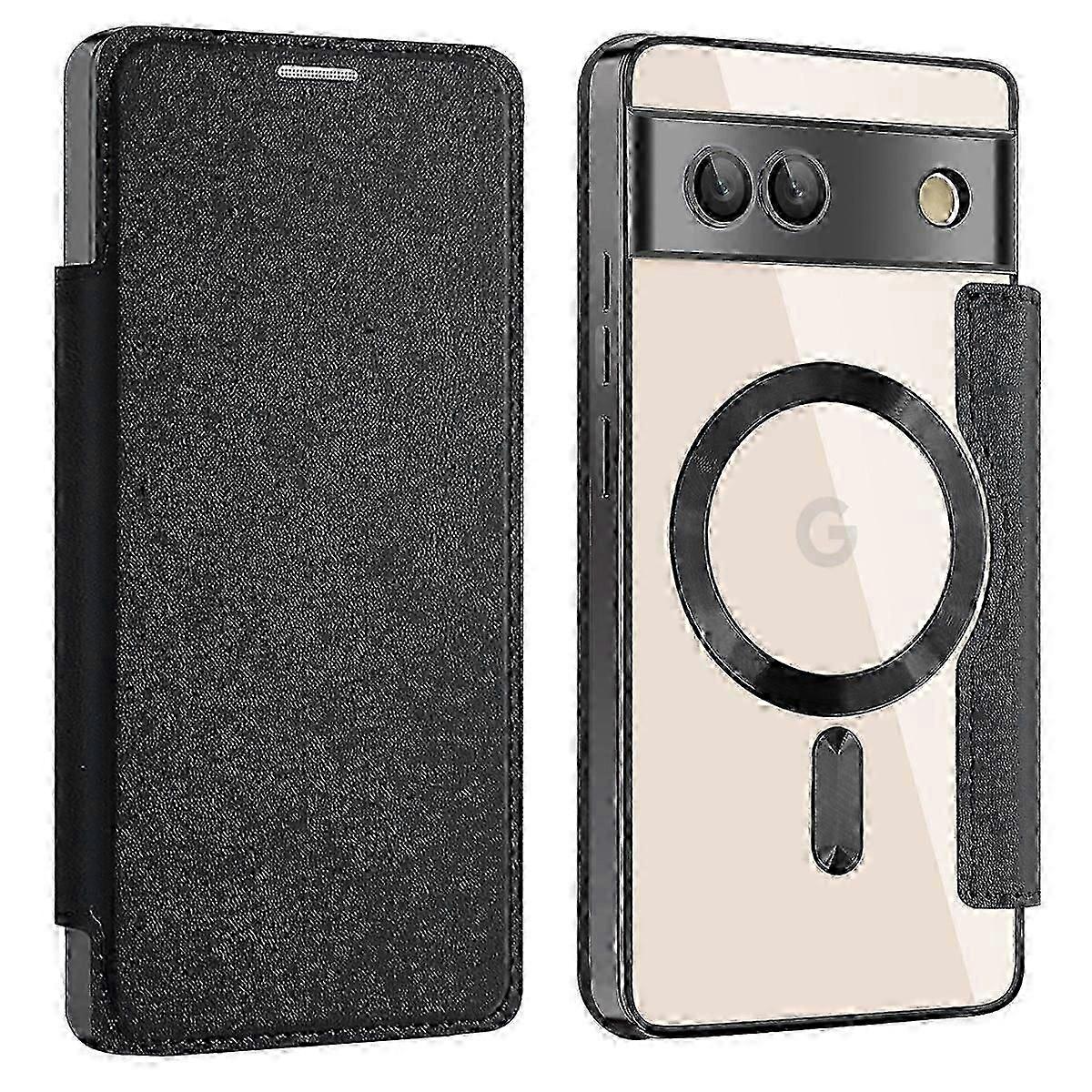 For Google Pixel 7a Magnetic Case Compatible with MagSafe Card Holder Leather Phone Cover