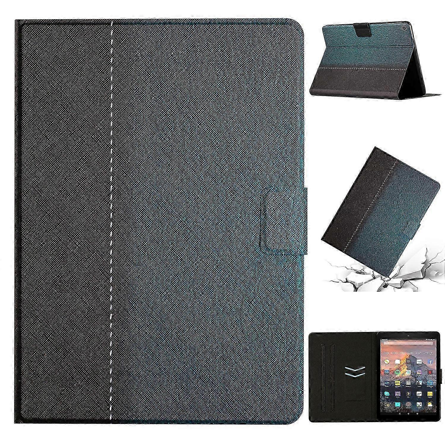 For Amazon Kindle Fire HD 10 2015 Stitching Solid Color Smart Leather Tablet Case