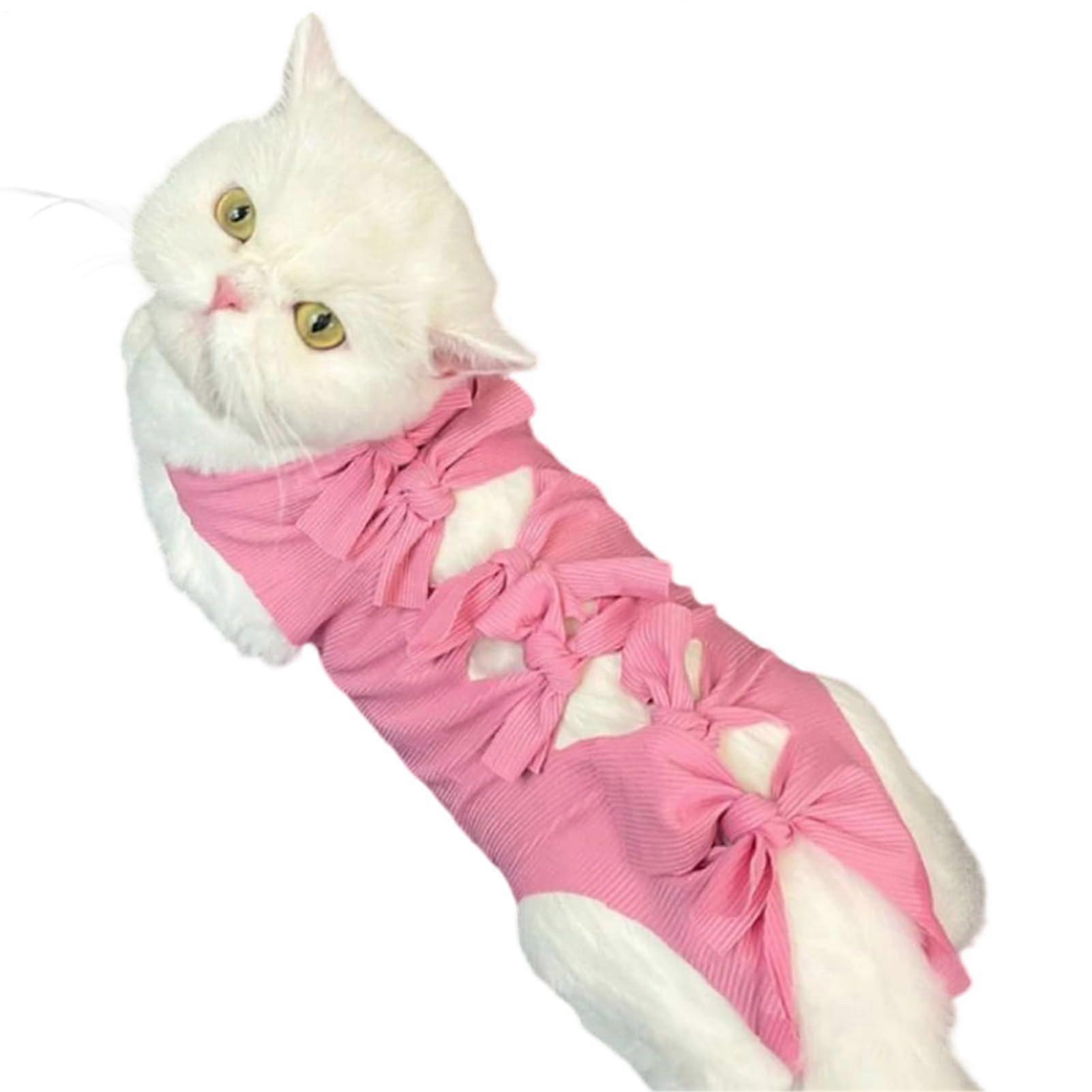 Cat Recovery Suit Breathable Post Surgical For Lick Wound Prevention Pink Size L Indoor Pet