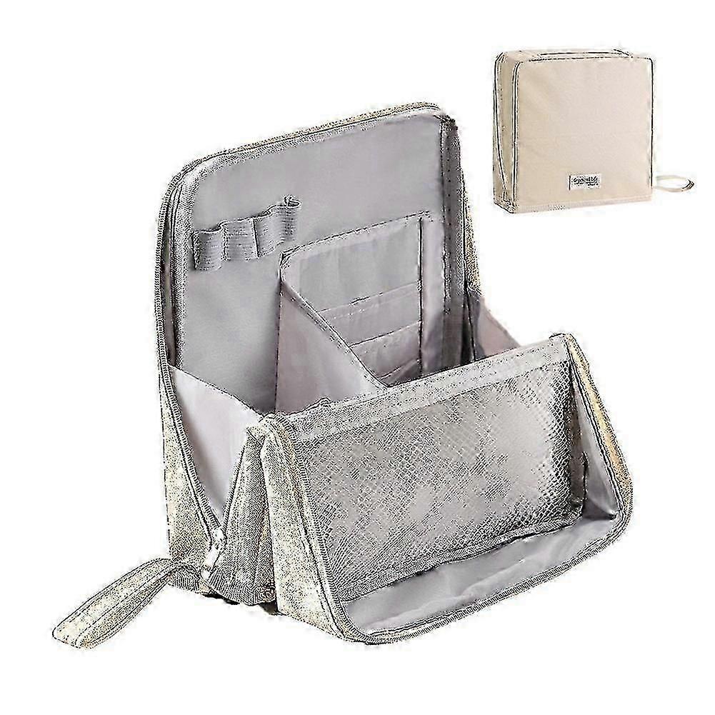 Waterproof Vertical Cosmetic Bag, Spacious Standing Makeup Organizer with Multiple Compartments