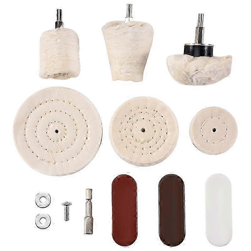 10 Pcs Buffing Pad Polishing Wheel Kits with 3Pcs Rouge Compound with 1/4 inch Handle, for Manifold