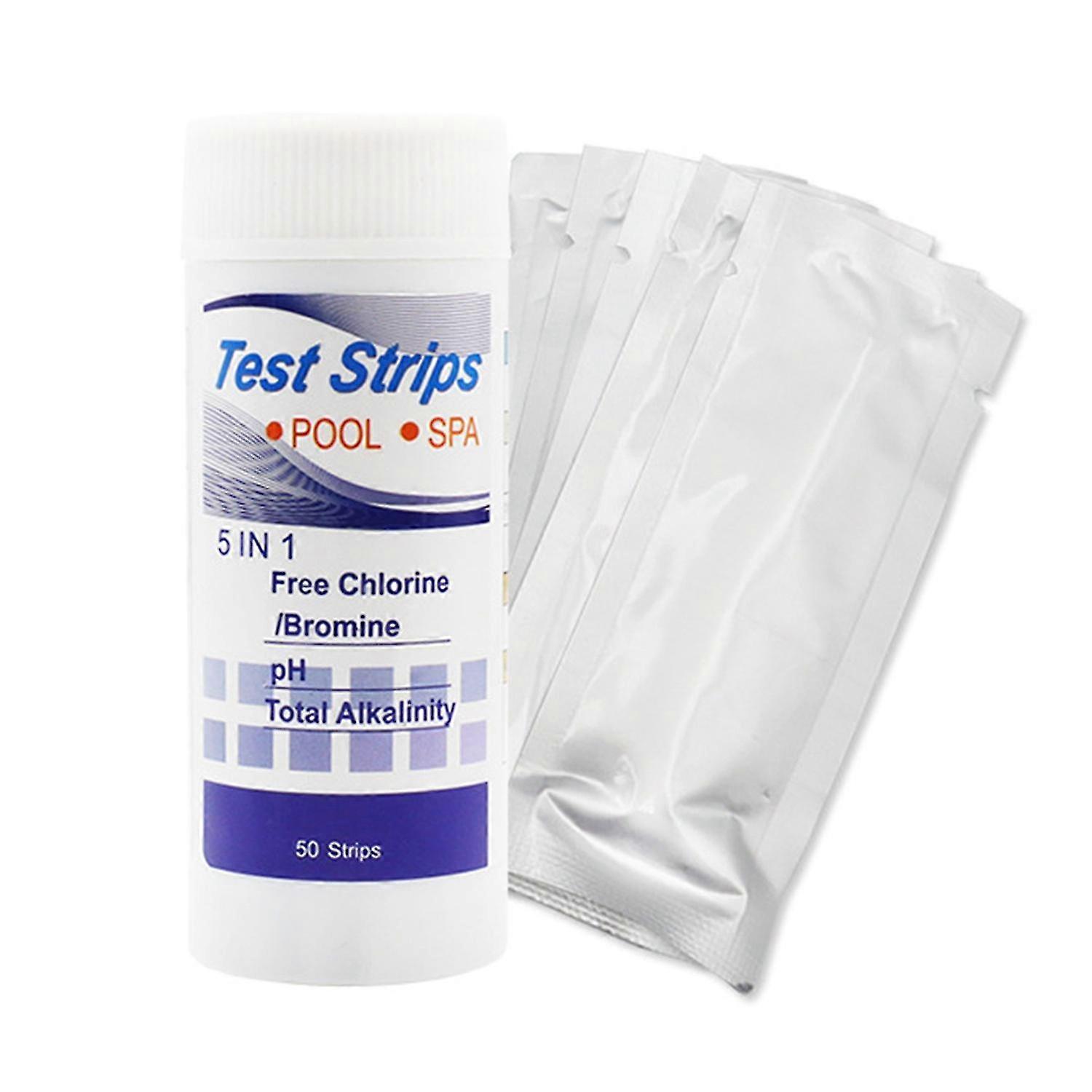 1 Set Pool Test Strip High Accuracy 5 in 1 Residual Chlorine PH Value Alkalinity Hardness Bromine Te 25-26s