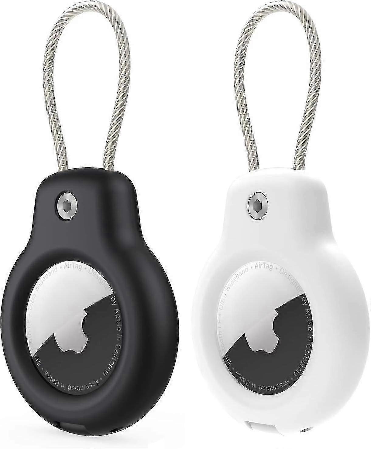 Improved AirTag Security with Holder and Cable, 2-Pack Keychain Lock Cases for Keys and Luggage