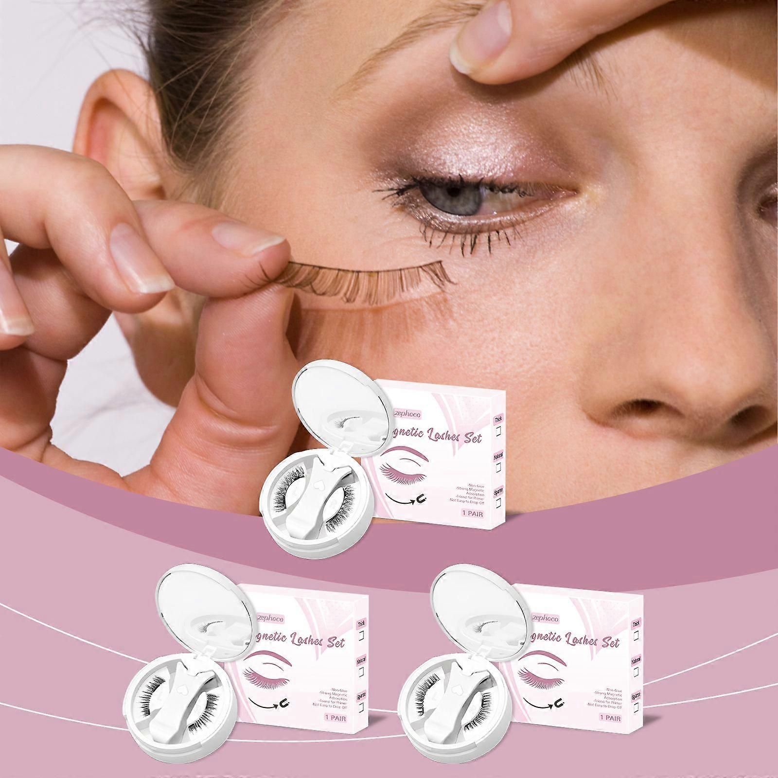 Zephoco Magnetic False Eyelashes Natural Curling Beautiful Easy To Wear Lightweight Fit Eye Not Easy To Fall