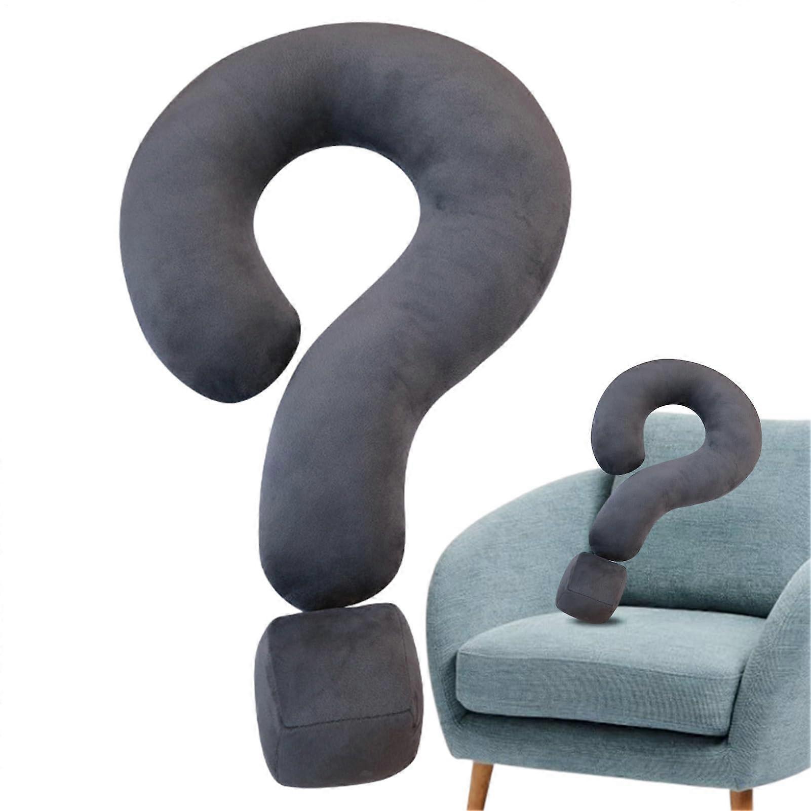 Neck Pillow for Travel Large Question Mark Contour Pillow 21.65in Dark Gray Soft Throw Fabric for Car Airplane Home