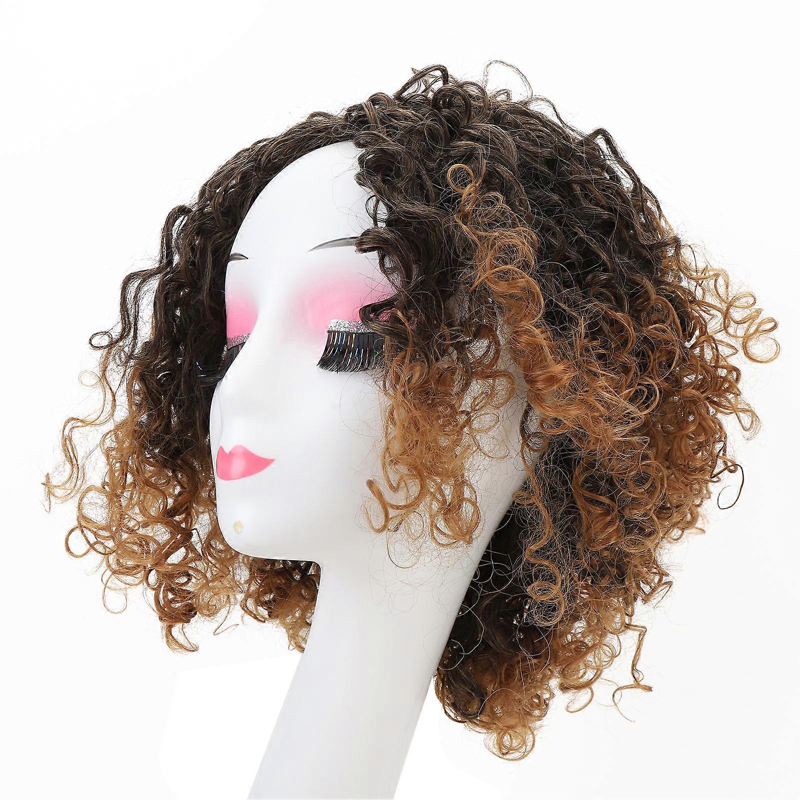 Deep Wave Wig with Bangs Synthetic Heat Resistant Fashionable Breathable Short Curly Wig for Women 