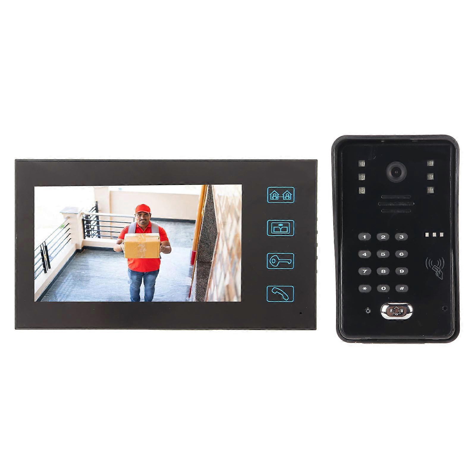 Video Door Bell 7in TFT Screen RFID Password IR CUT 1000TV Line Wired Intercom System