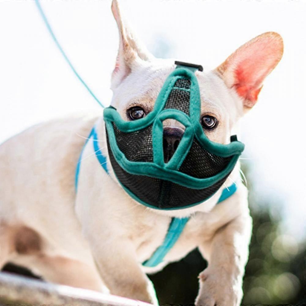Short Snout Dog Muzzles - Full Breathable Mesh Mask - Adjustable for Biting Chewing Barking Training Bulldog Muzzle