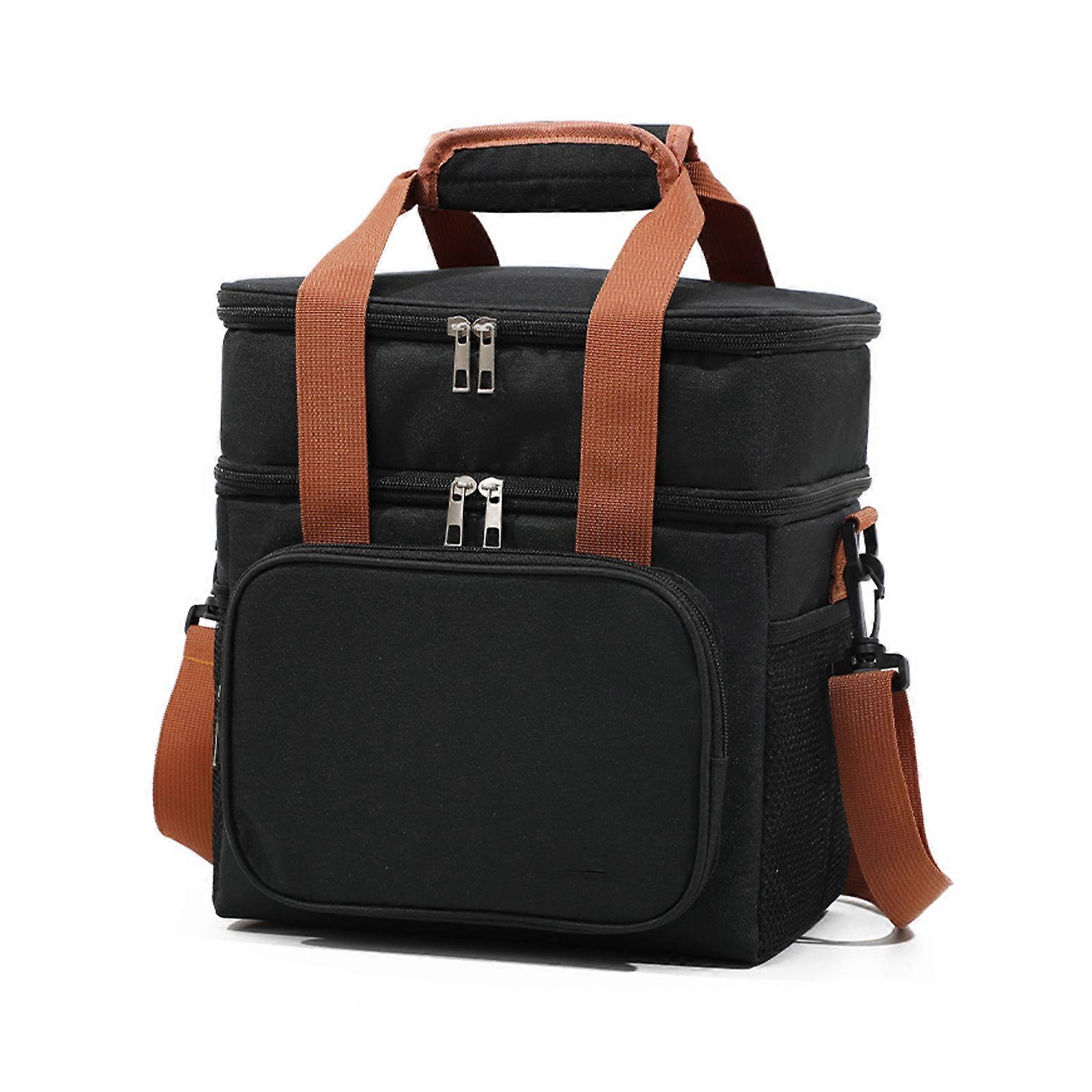 Large capacity ice pack double-layer outdoor insulation bag  Black