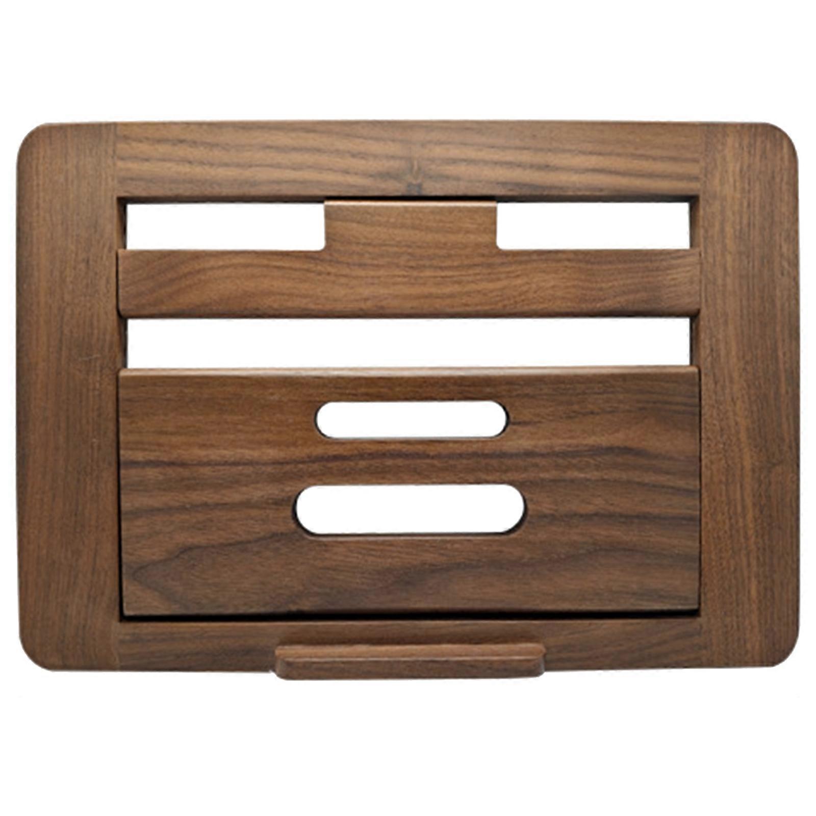 Ventilated Walnuts Notebook Stand Adjustable Height Foldable Tablets Support For Viewing Angle Multicolor