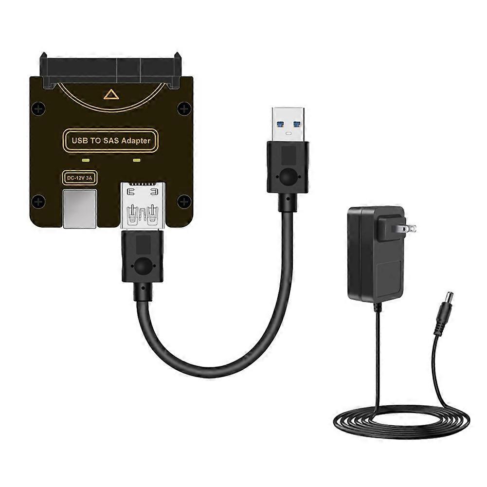 SFF-8482 SAS 29Pin to 5Gbps USB 3.0 Hard Disk Drive Adapter Card with Power Port with 12V/3A Power Supply US PLUG