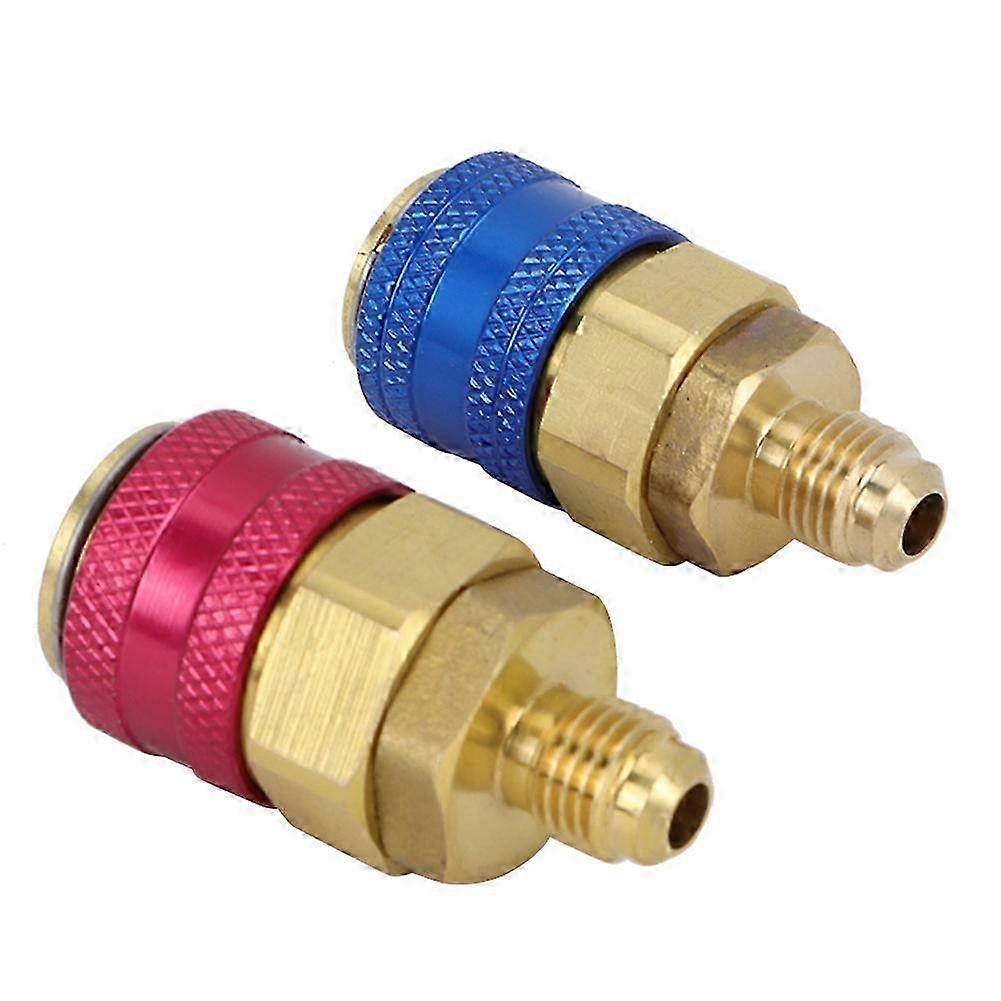 2Pcs Quick Coupler Connector for Car Air - R134A High/Low Red & Blue Sides