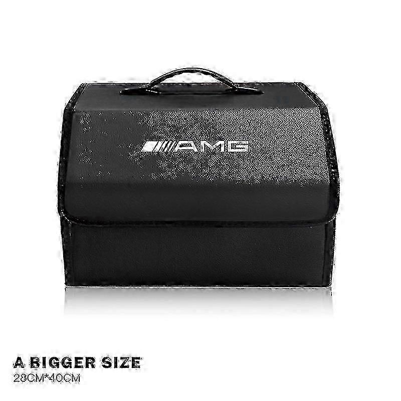 Foldable car organizer for W140 with leather storage compartments