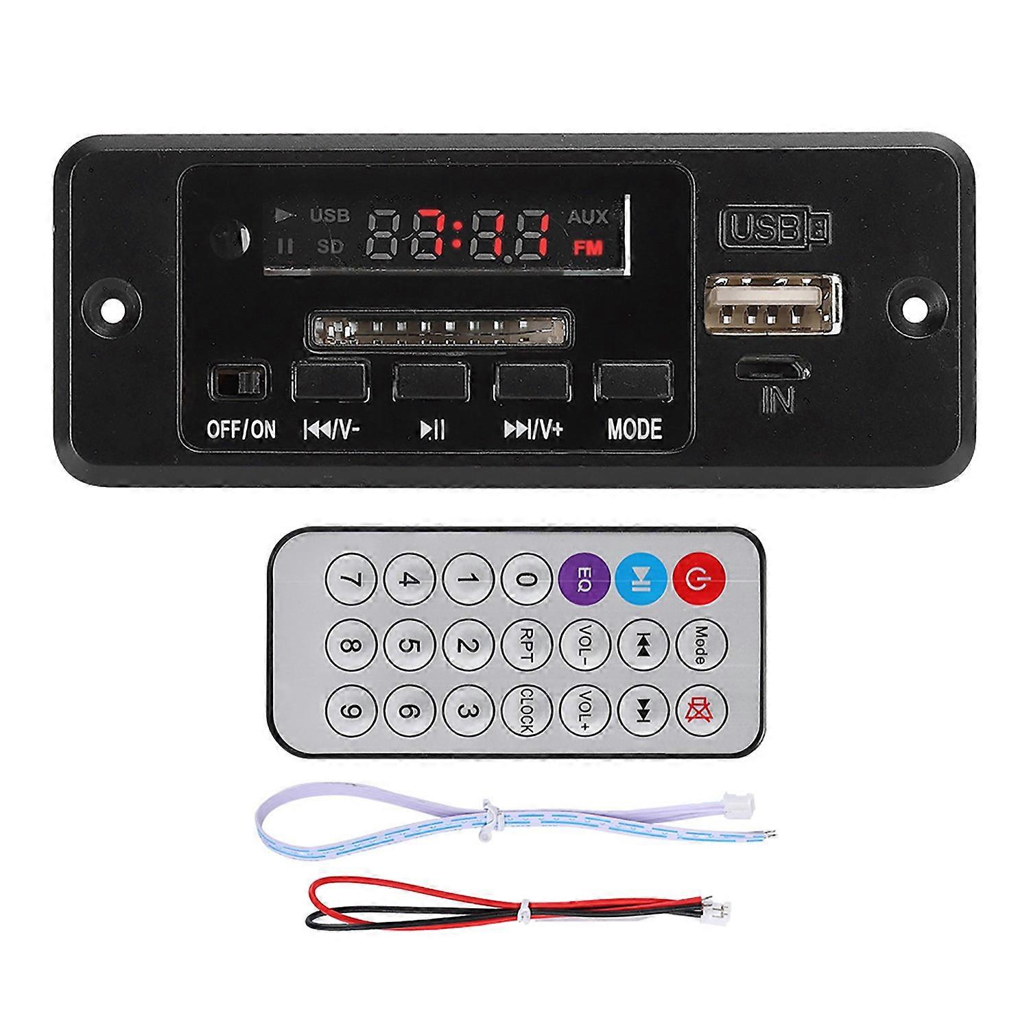 5V MP3 Audio Decoder Module USB FM Radio MP3 Decoding Board Music Player  with Power AmplifierBlack