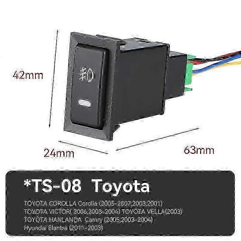 Automobile Refitting Fog Lamp Switch 12V 39mm OEM Dual Push-On Off Switch Button LED Light Bar Fog Light Switch Amber For Toyota[jkw]