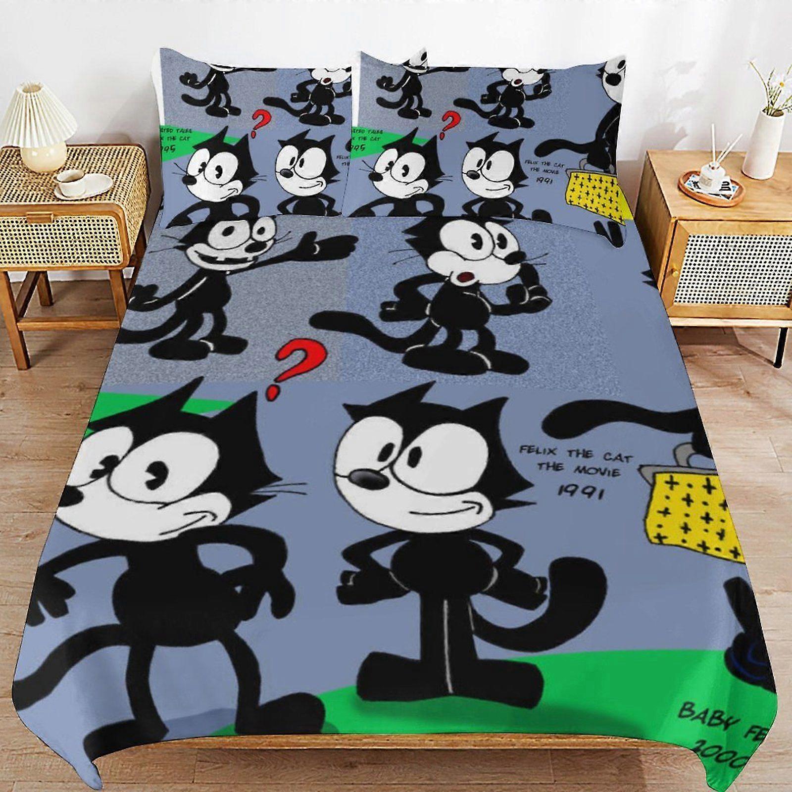 E131 Felix The Cat Fast Dry Sleep System Soft Comfort Stitch Closure Layered Fabric Duvet Cover Sets Choice F131