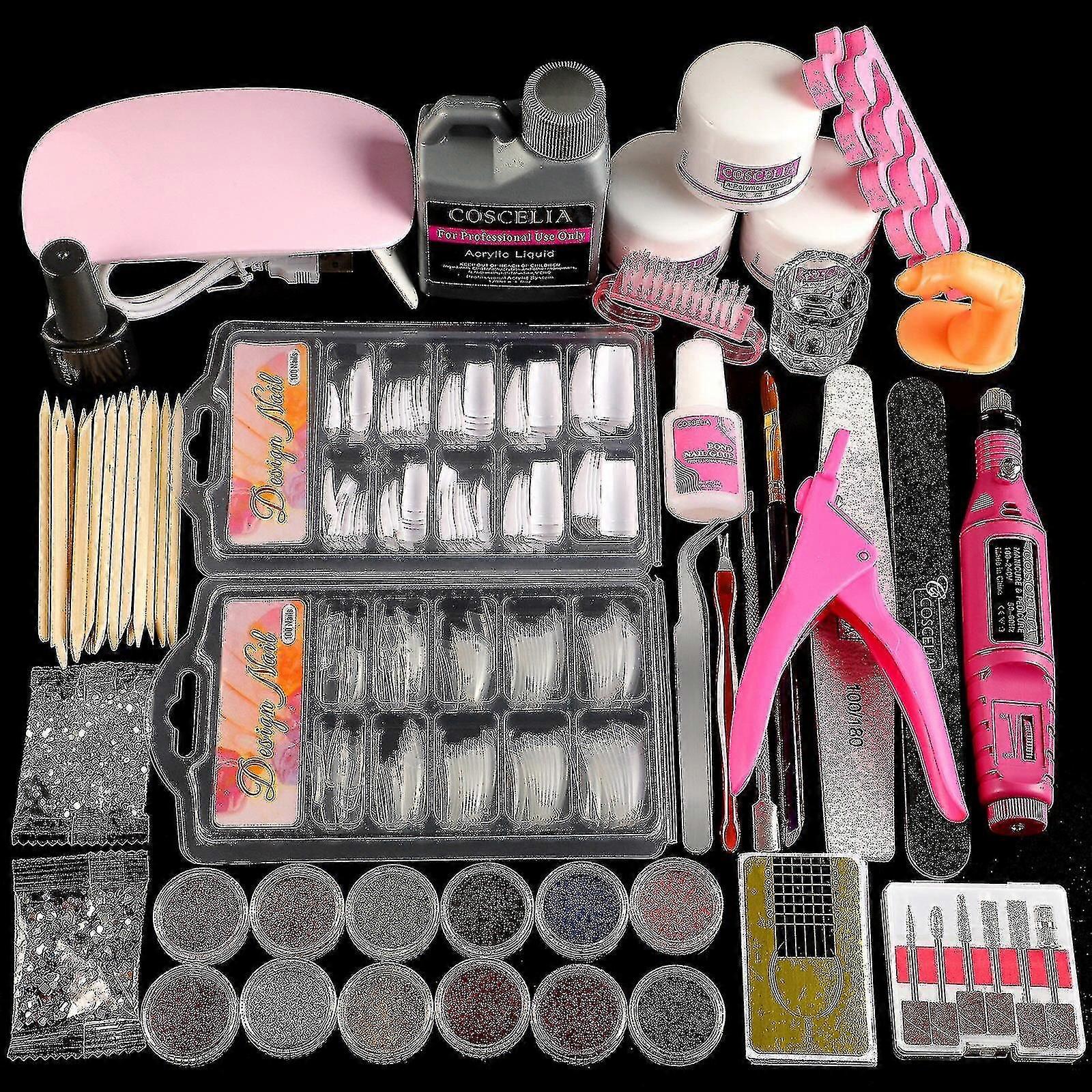 Xuchen Acrylic Powder Set Nail Drying Lamp Nail Drill Glitter All For Manucure Machines-outils Bross