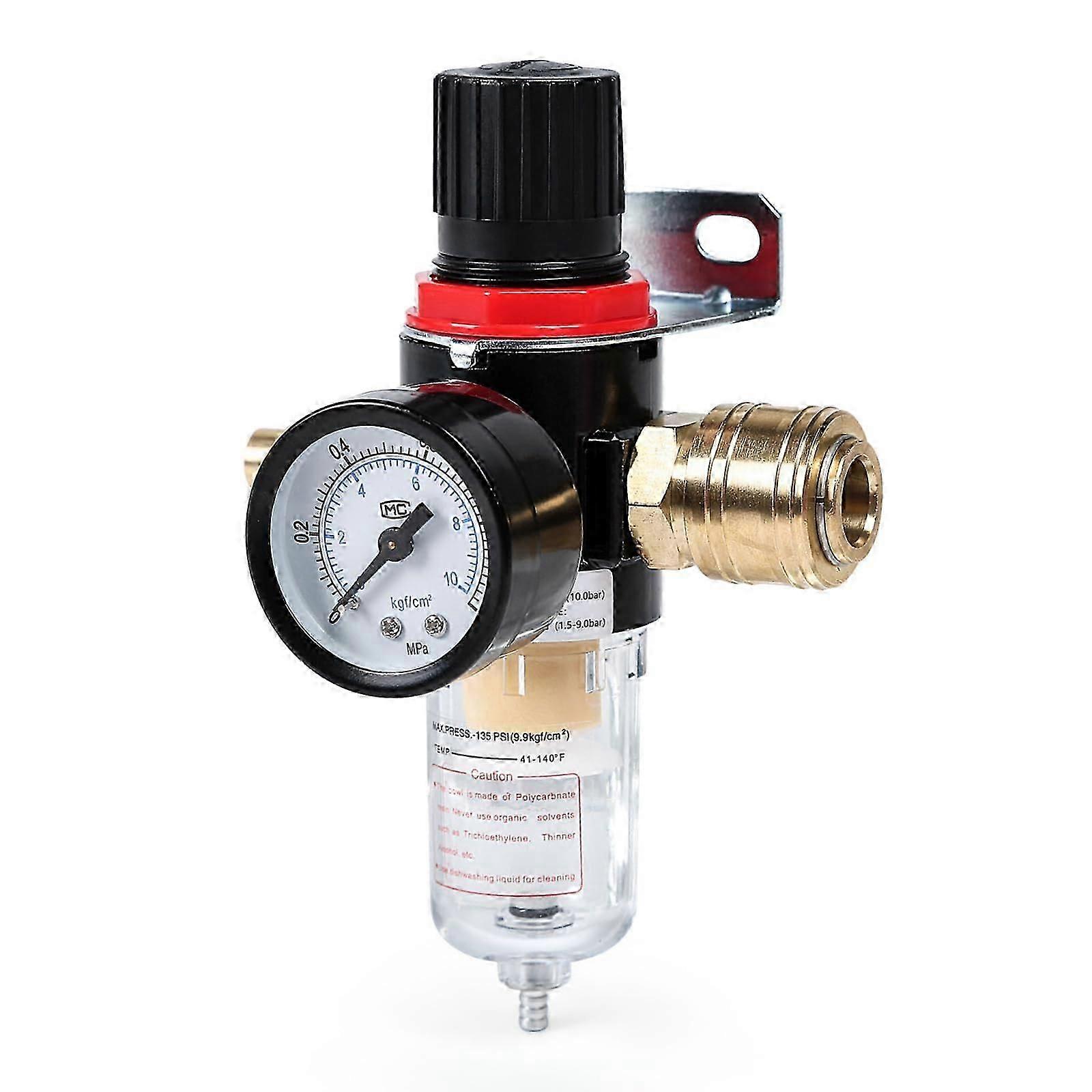Pressure Regulator 1/4 Inch With Water Separator Compatible With Compressor