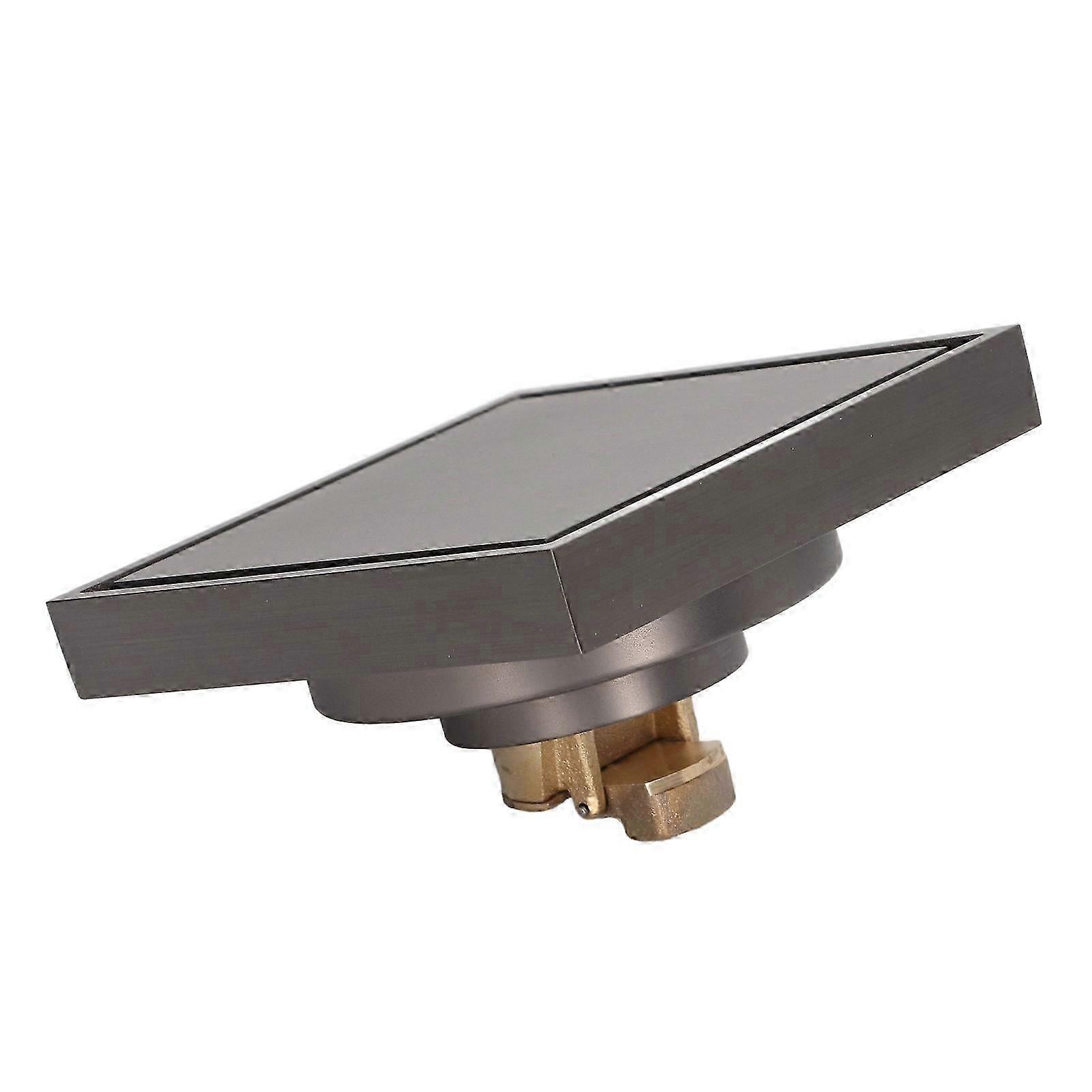 Square Floor Drain, Solid Brass Shower Drain with Gravity Spring Design Anti-Odor Anti-Clog Strainer for Widespread Application in Gunmetal Grey