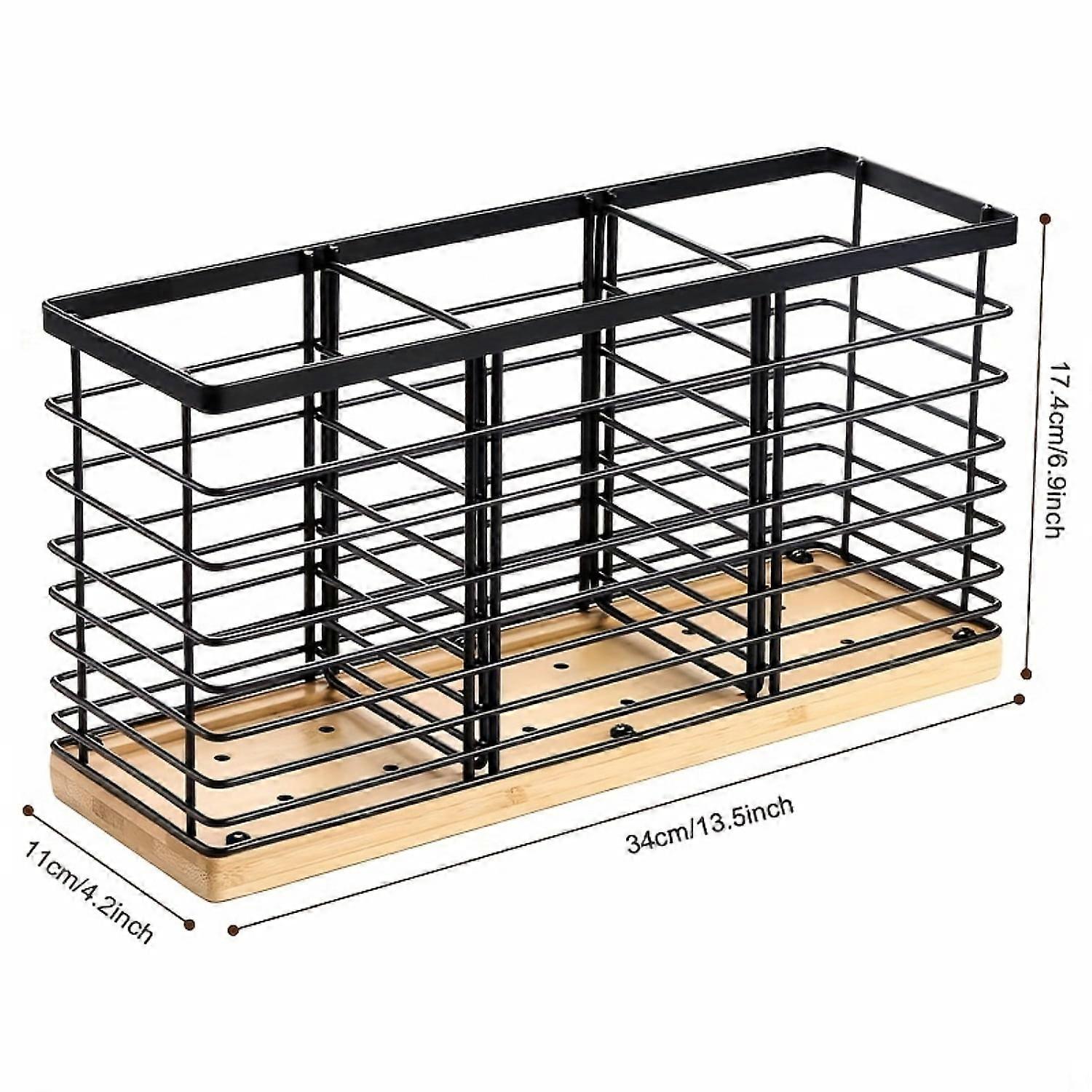 DEKAXID 1pc Utensil Crock for Knife, Fork, Spoon, Spatula, Whisk Storage, Multi-function Drain Rack with 2/3 Grids, Cutlery Organizer for Kitchen