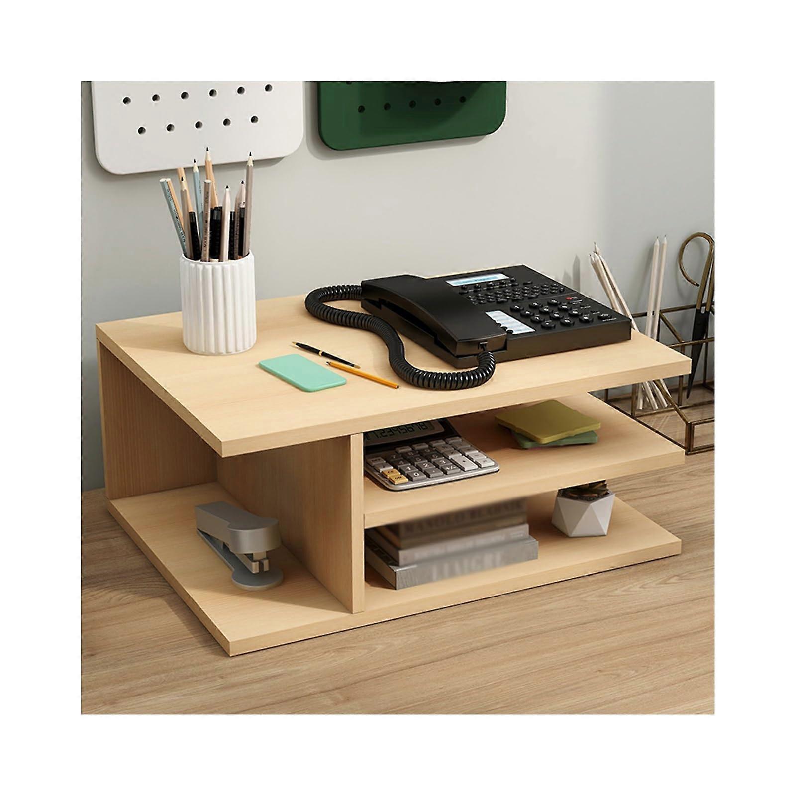 Printer Stand 3Tier Wood Under Desk Table for Scanner with Document Storage Shelf 30x40x17cm