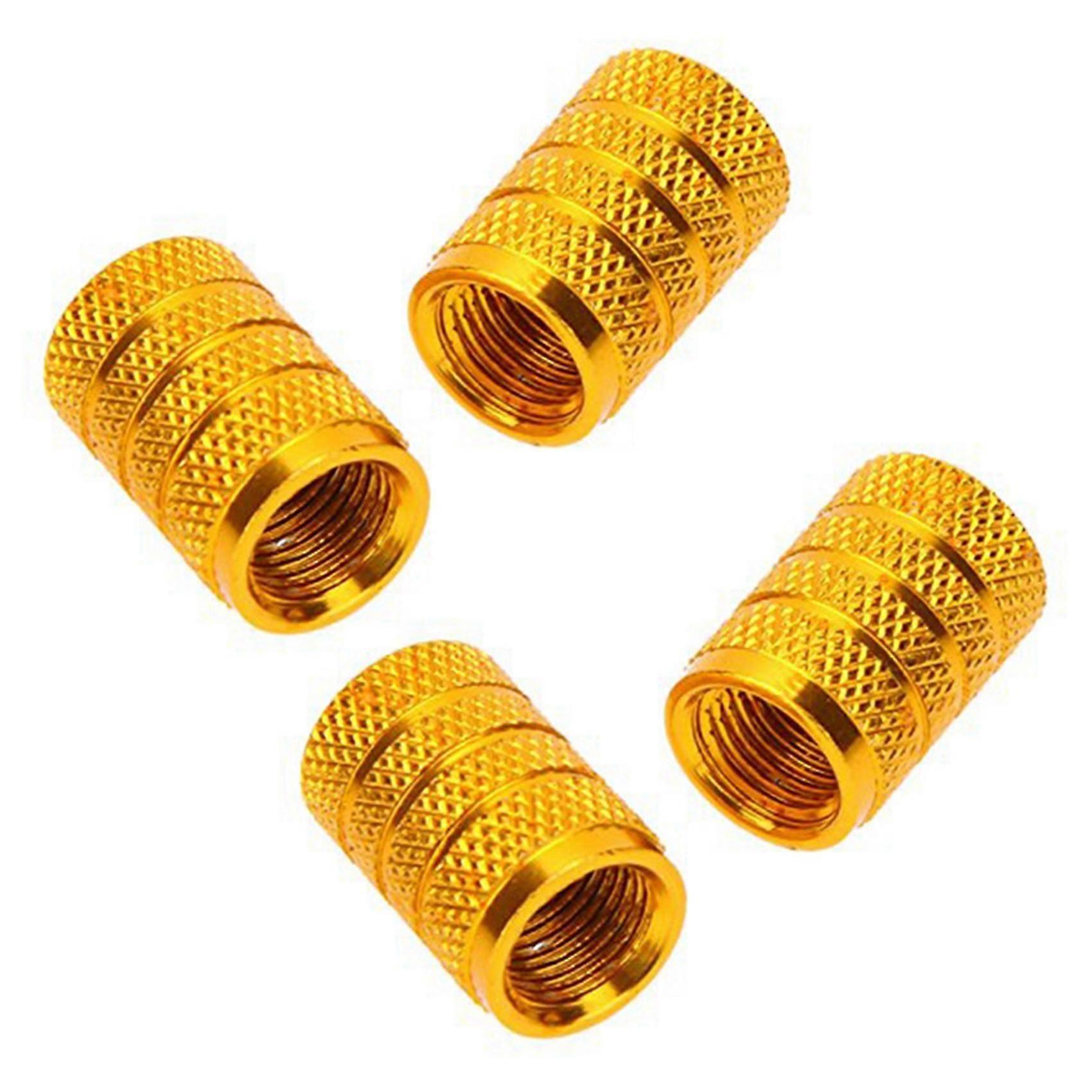 4X Alloy Tire Valve Cap, Bicycle, Motorcycles and Car with Schrader Valve, Gold