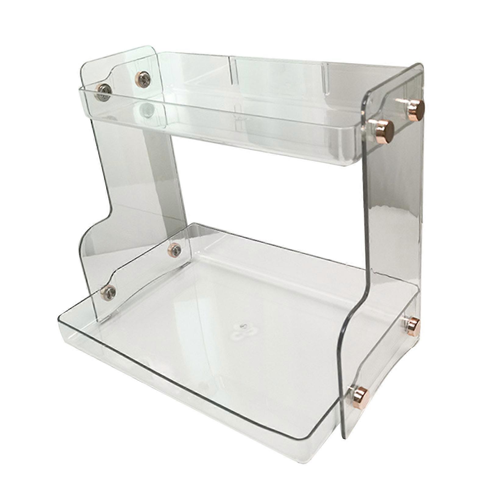 Desktop Storage Rack Double Layer Space Saving Multifunctional Desk Organizer for Dormitory Office