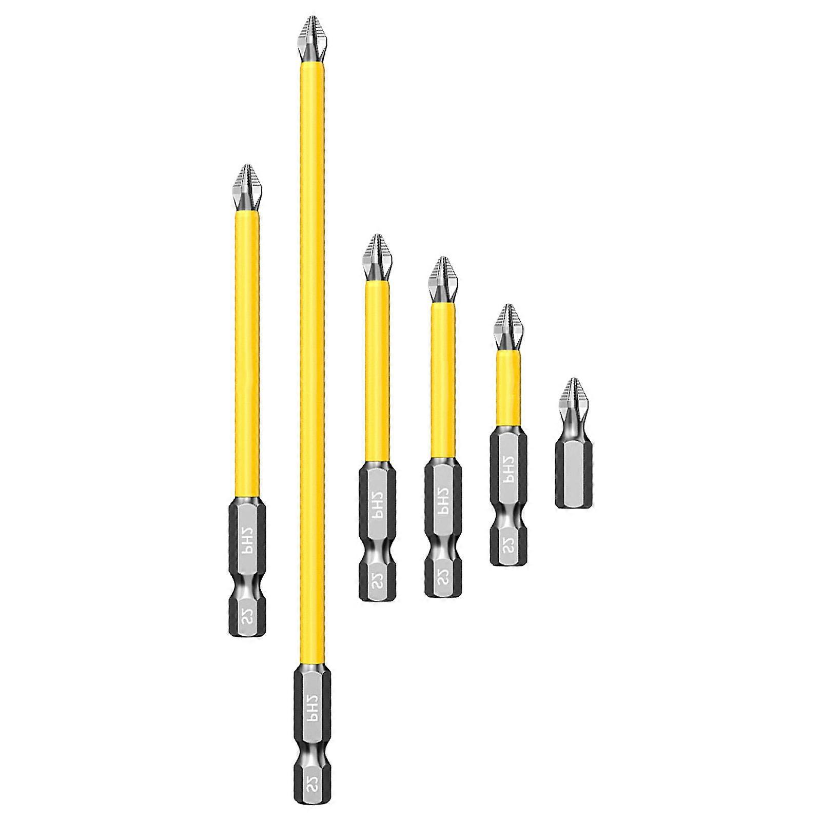 6Pcs Crossing Head Screwdriver Bit Set for Electrician 1/4inch Hex Shank Magnetic Crossing Screw Driver Drill Bit Tool Multicolor