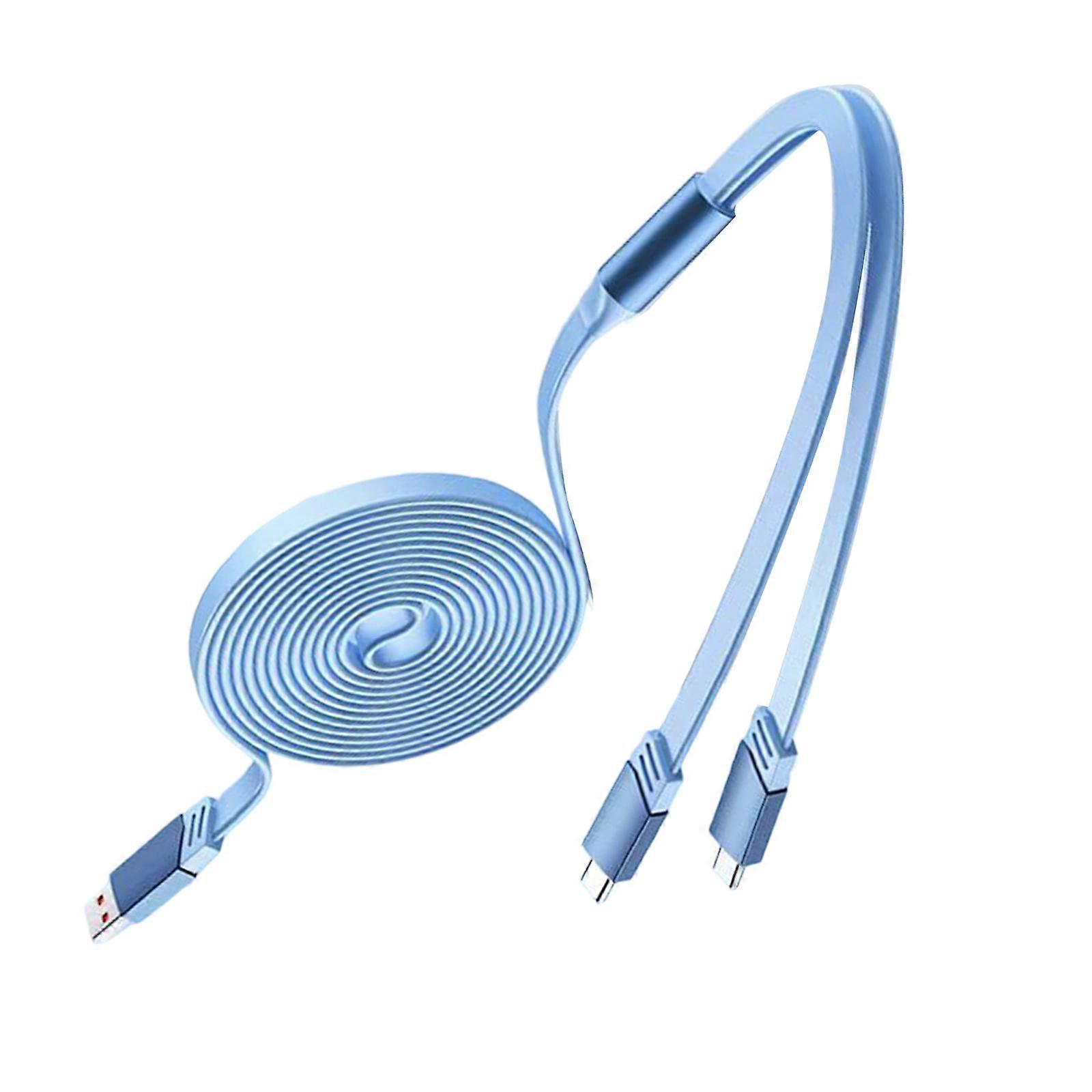 Flexible 1.5m Double USB C Cable Fast Charging Data Synchronization Split Charging For Mobile Devices Gaming Gear Electronics Multicolor