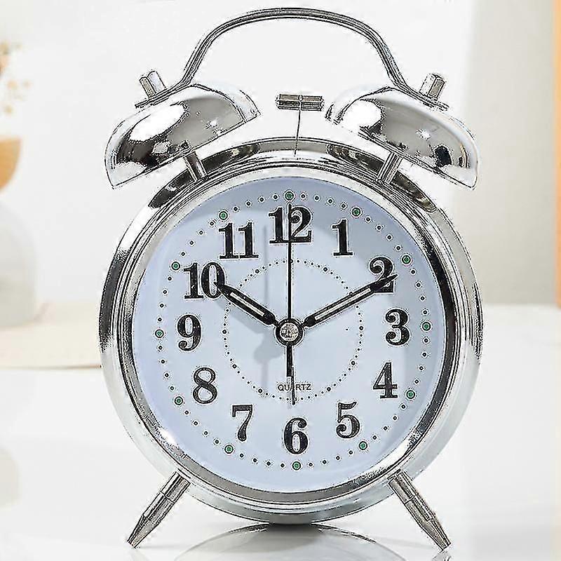Retro Alarm Clock, Old Fashioned Bedside Alarm Clock With Non Ticking Twin Bell