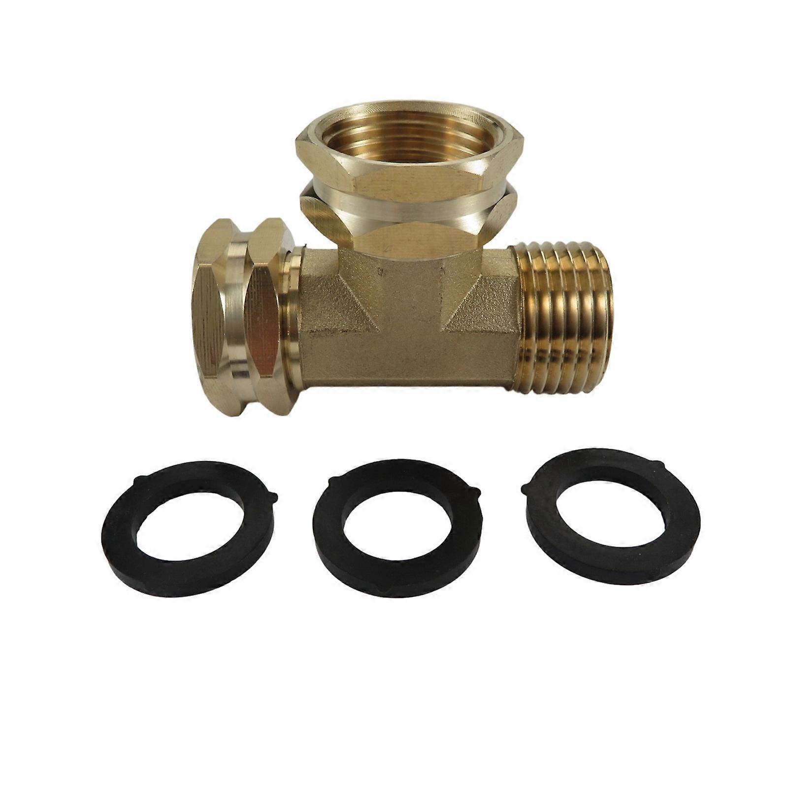 T Shape Pipe Connector 3/4inch Standard Brass Swivel Pipe Fitting for Garden Hose Water Flows Distribution Enduring Multicolor