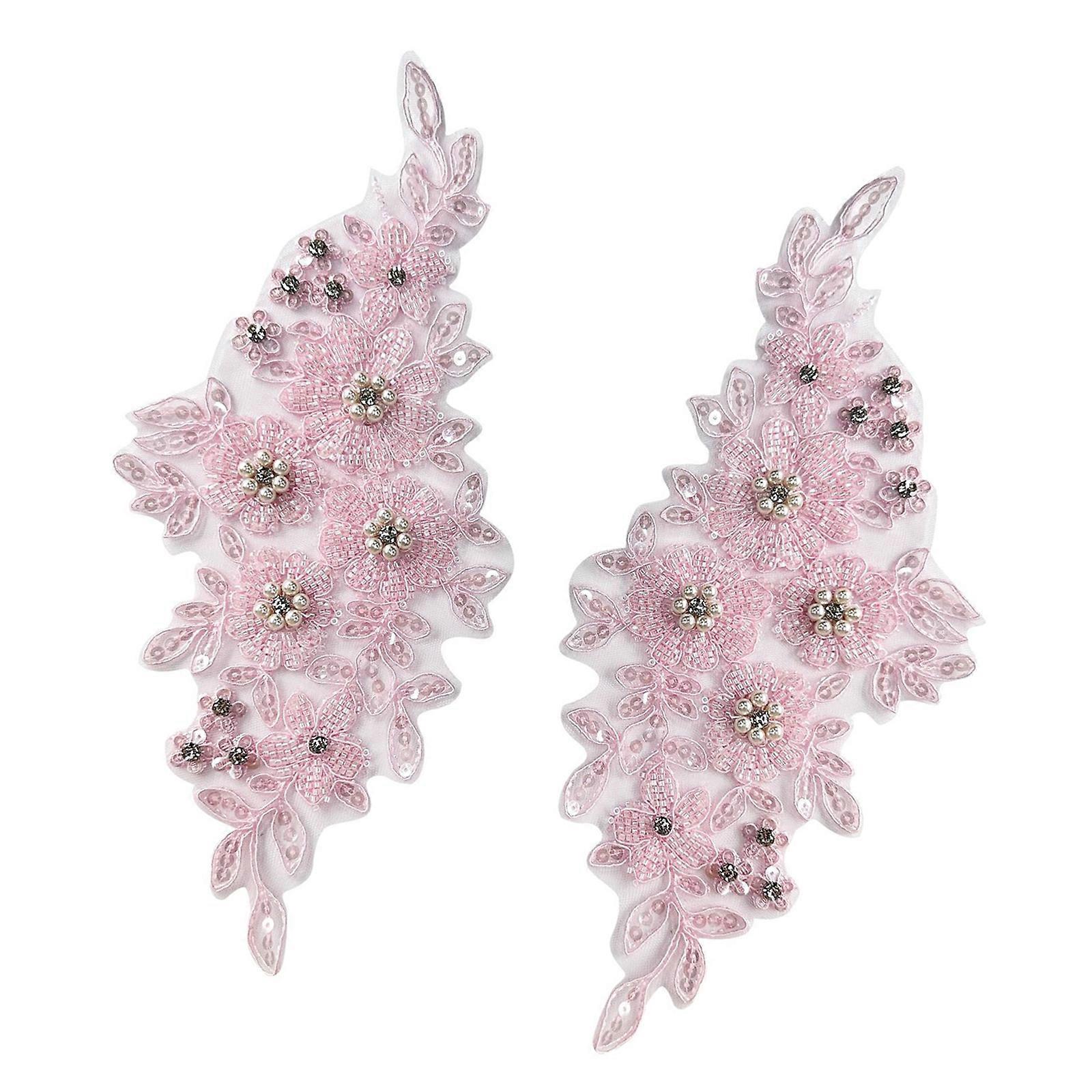 Embroidery Applique Rhinestones Beads Sew on Patches Wedding Dress Applique  For Wedding Dress Evening Gown Decoration Pink | Fruugo IL