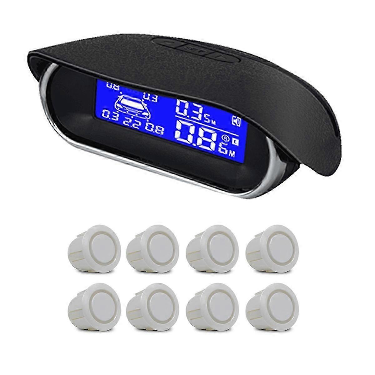 Car Parking Sensors 8 Weatherproof Rear Front View Reverse Backup Radar Kit System LCD Display Monitor